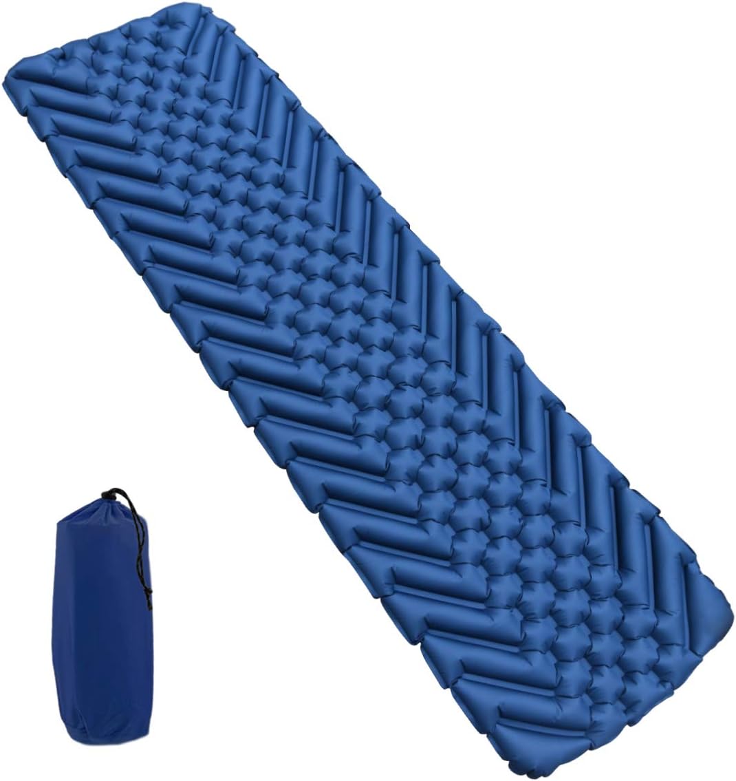 IREGRO Camping Mat,Ultralight Waterproof Inflatable Sleeping Mat Camping Mattress Compact and Moistureproof Folding Inflating Single Bed for Backpacking,Camping,Hiking,Tent