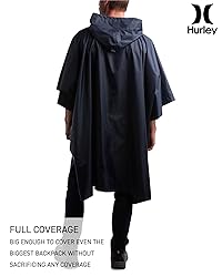 Hurley Adult Unisex Rain Poncho – Packable Hooded