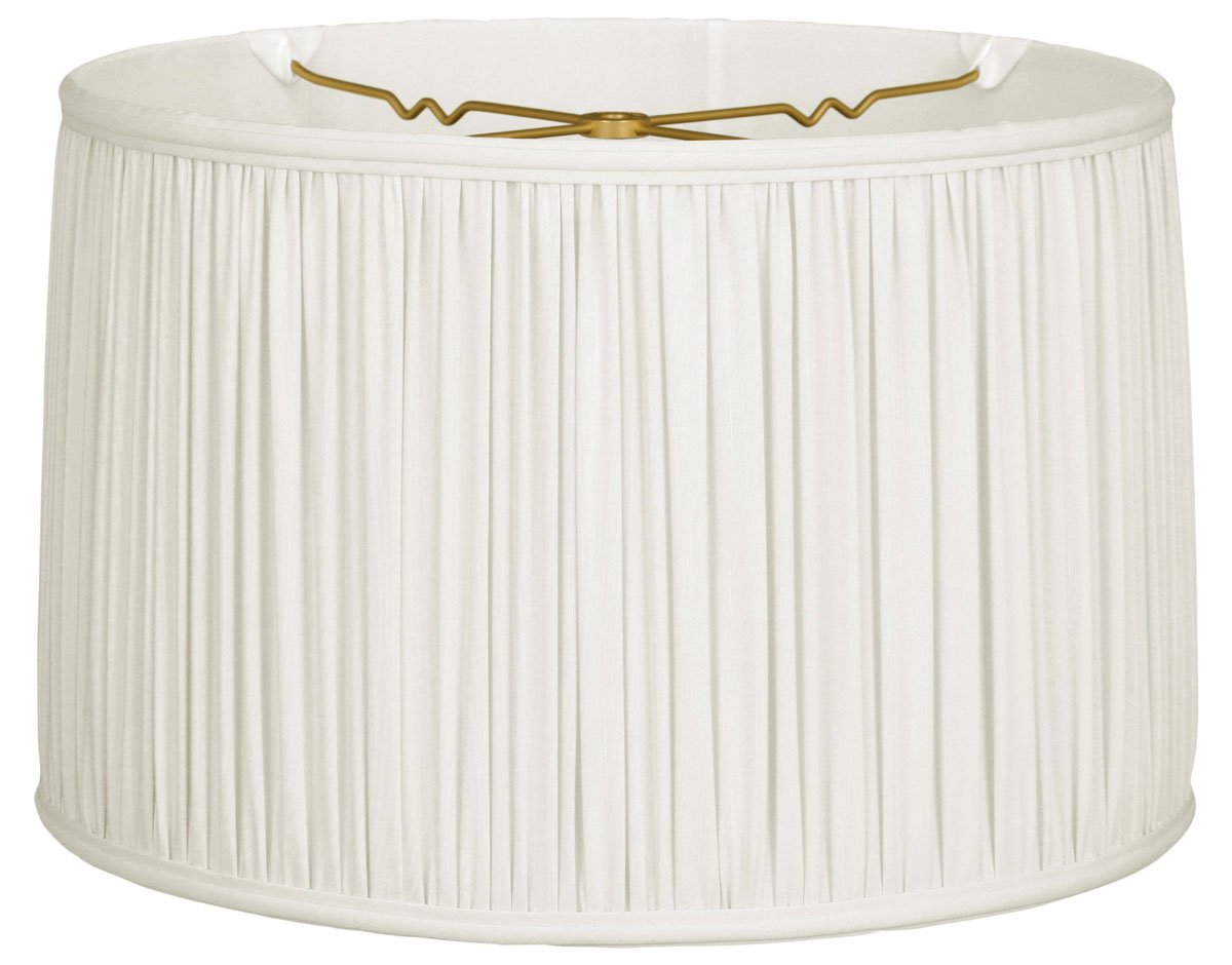 Royal Designs Shallow Drum Gather Pleat Basic Lamp Shade, White, 17 x