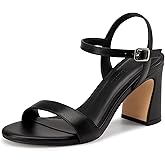 XMWEALTHY Women's Chunky Block High Heels 3-Inch Comfortable Open Toe Bridal Wedding Heels Ankle Strap Party Dress Heeled Sandals