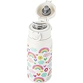 GOPPUS 12 oz Kids Water Bottle - Stainless Steel Insulated Water Bottle, BPA Free, Odorless, Durable and Reusable for School, Sports and Outdoor Activities(White Rainbow)