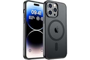 SUPFINE Magnetic for iPhone 14 Pro Max Case (Compatible with MagSafe) (Military Grade Drop Protection) Translucent Matte Shockproof Phone Cover,Black