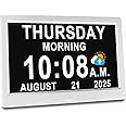 11.5 Inch Extra Large Digital Talking Clock with 19 Alarms, Auto DST, Talking Time, 20 Custom Reminders, 10-Level Auto Dimmer, Day Date Calendar Clock for Seniors Dementia Alzheimers', with Remote
