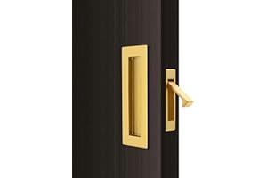 Dontay Sliding Pocket Door Handles, 304 Stainless Steel Non Locking Pocket Door Hardware, Recessed Flush Finger Pulls, Heavy Duty Edge Pull (1 Set, Satin Brass, 6 Inch)