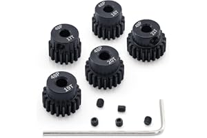 SURPASS HOBBY USA 5pcs 48P Pinion Gear 17T 18T 19T 20T 21T 3.175mm Shaft Pinion Gears with Hex Key Parts Set for 1/10 RC Car Brushless Motor