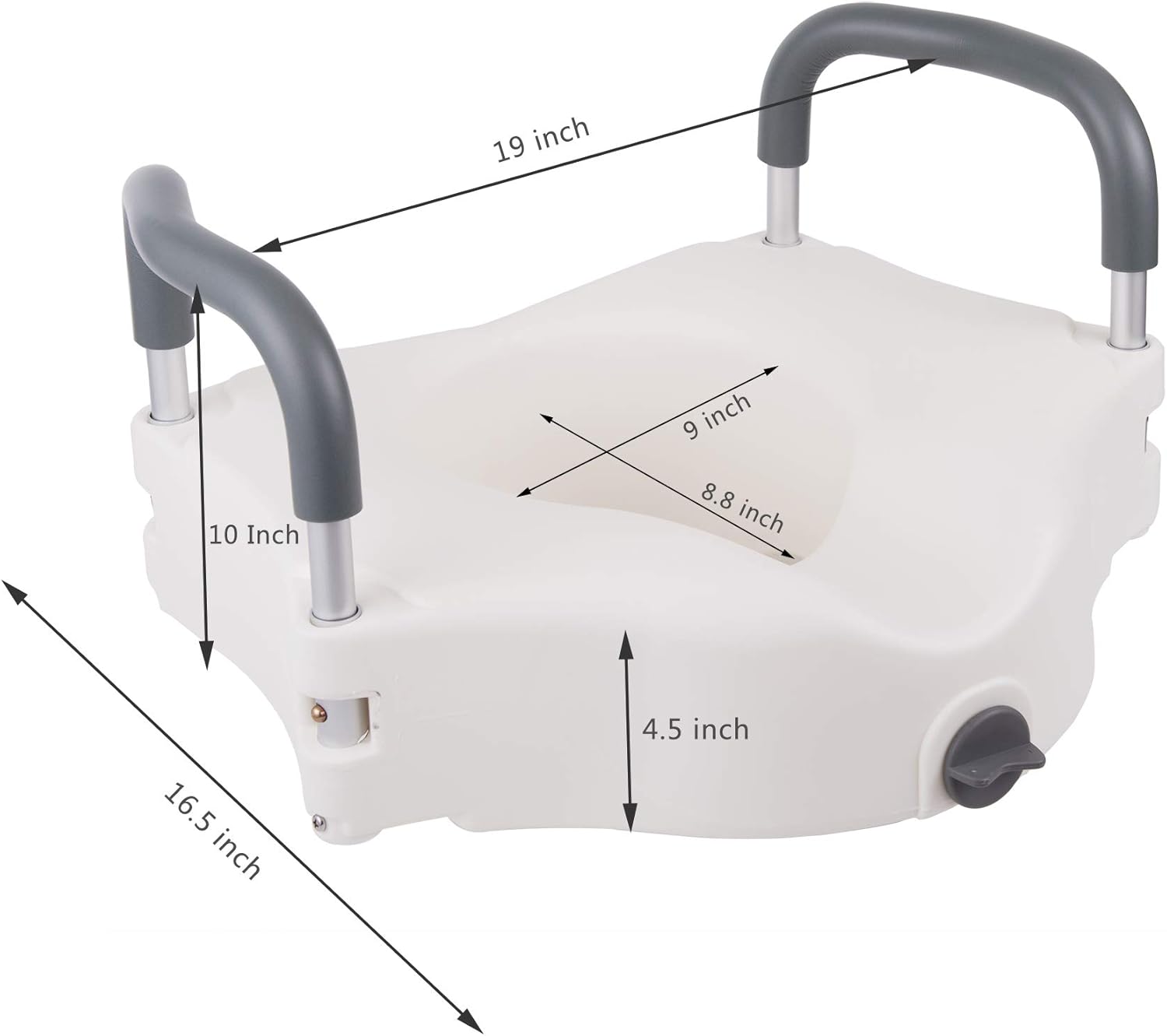 Medokare Raised Toilet Seat Riser - Toilet Seat Risers for Elderly, Portable Handicap Toilet Seat with Handles, Disabled Elevated Riser Seat with Arms: Health & Personal Care