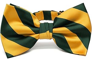 tiemart Men's Pre-tied Adjustable Striped Bow Tie