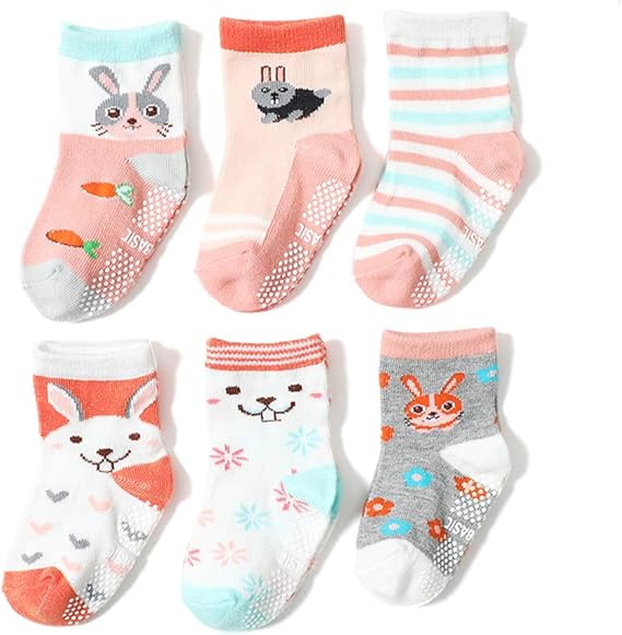 Amazon Co Jp ボッパル Bhodper 6足セットベビー靴下 おしゃれ ソックス 滑り止め付き 綿 カジュアル クルー丈ソックス 男の子 女の子ベビー 保育園 幼稚園 小学生 入園グッズ Aセット S 10 12cm 0 1歳 服 ファッション小物