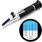 Hallocool Salinity Refractometer for Aquarium Seawater Marine Fishkeeping | Salinity Tester 0-100PPT &amp; 1.000-1.070 Salinity Hydrometer Slatwater Refractometer with Automatic Temperature Compensation