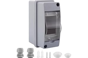 VANSHINIEER Power Distribution Box 2 Way Circuit Breaker Box Waterproof ABS Plastic Power Distribution Protection Box with Clear Cover and Din Rail Enclosure, for Indoor Wall