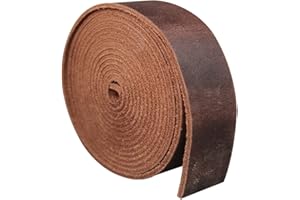 FAN&RAN Genuine Leather Strip 1 1/2 Inch Wide 64 Inches Long for DIY Craft Projects, 1.8-2mm Thick, Coffee Brown