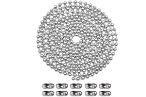 AOPROFREE Nickel 60" Ceiling Fan Pull Chain Extra Long Rust Proof 3MM Beaded Ball Light Pulls Extension Ornament Chains with 20 Connectors