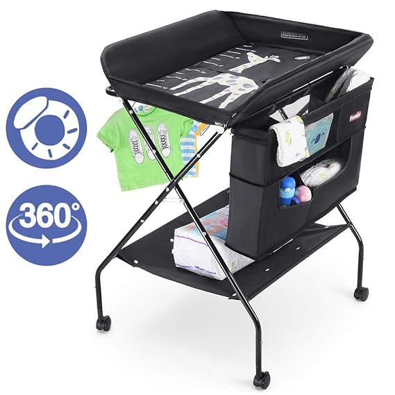 Baby Changing Table with Wheels, FORSTART Adjustable