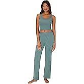 Hanes Women's Originals SuperSoft Comfywear 2 Piece Crop Tank & Lounge Pants Loungewear Set