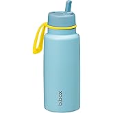 b.box Triple Insulated 34oz Water Bottle w/Stainless Steel Straw. 46 Hours Cold. Leak Proof Tumbler with Lid and Straw for Travel, Gym & School. BPA Free Sports Water Bottles.
