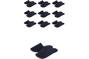 CHOCHILI Black 10 Pairs Fabric Packed Disposable Color Hotel Slippers for Airbnb Spa Salon Party Wedding Guests - US Men Women Size 10-11