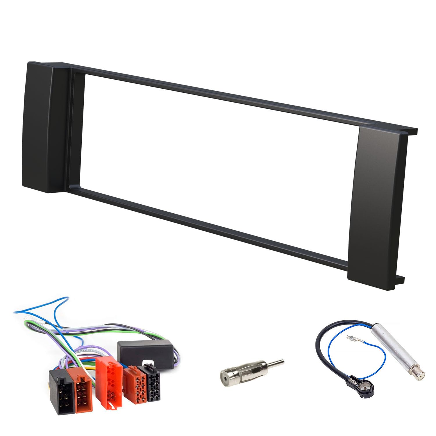 Audioproject A216 - Car radio installation set for Audi A3 8L - A6 C5 4B - Radio bezel radio adapter 2 x antenna adapter DIN ISO installation frame black