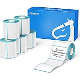 CLABEL Thermal Label for 220B/221B/230B Label Maker, 1.57'' x 1.18'' (40x30mm) Sticker Labels, Waterproof, Oil-Proof, Anti-frictional,200 Labels/Roll, 6 Rolls(Black on White), UPS, Shopify