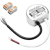 Muzveik 12V LED Power Supply 20W, Waterproof IP67 LED Driver 1.66A, Round Ø2.24 inches 110V AC to 12V DC Converter for LED Strip and Outdoor Lights