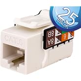 Vertical Cable V-MAX Cat6 Keystone Jack - White - 25 Pack