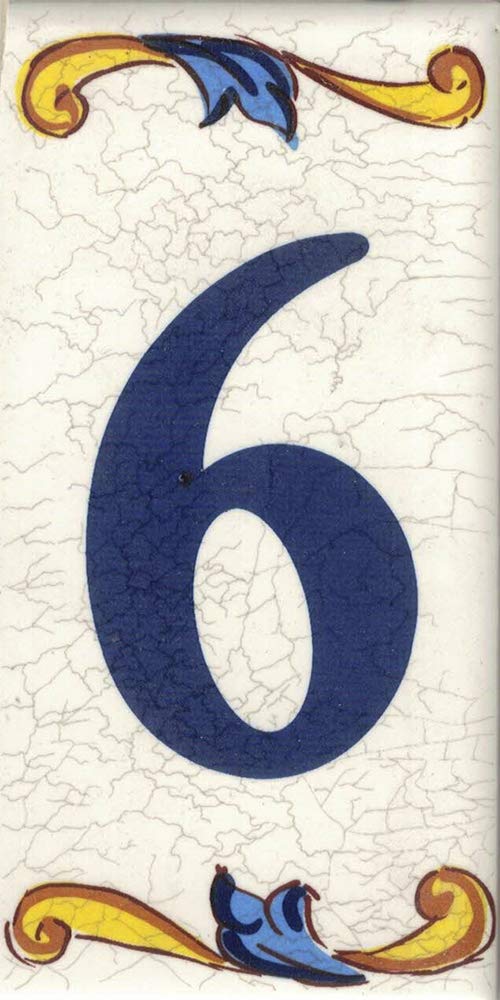 House Number. Address Numbers & plaques. House Signs. Door Numbers. Ceramic Letters and Numbers. Design “Craquelé” (Number Six "6")