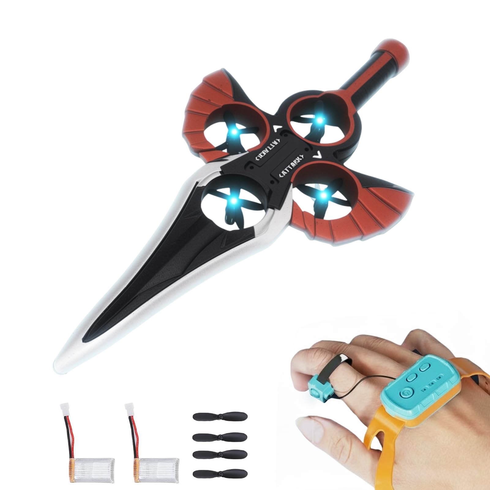 Elprico Remote Control Flying Sword, Gesture Sensing RC Airplane with LED Lights, Lightweight Foam Glider with Stable Flight for Kids and Adults (Antique Bronze)