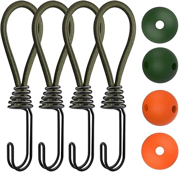 Amazon Ribitek ポールエンドロック ストレッチコード テント タープのロープ抜け防止 ポール固定用 二又化 タープの風対策 張綱 ツインフック テント タープ部品 登山 キャンプ アウトドア用品 Ribitek スポーツ アウトドア