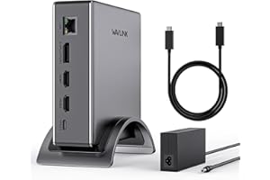 Laptop Docking Station, PD3.1 Triple Display Dock with 140W Power, 8K@30Hz/4K@144Hz HDMI*2 + Displayport, USB-C 10Gbps, 2* US