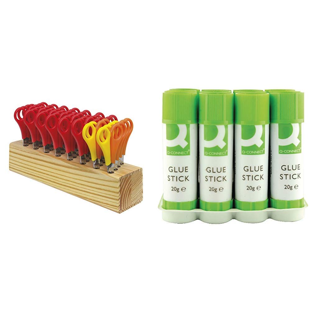 Westcott Education Childrens Scissors Assorted color &Q-Connect Glue Sticks KF10505Q, 20 g - Pack of 12