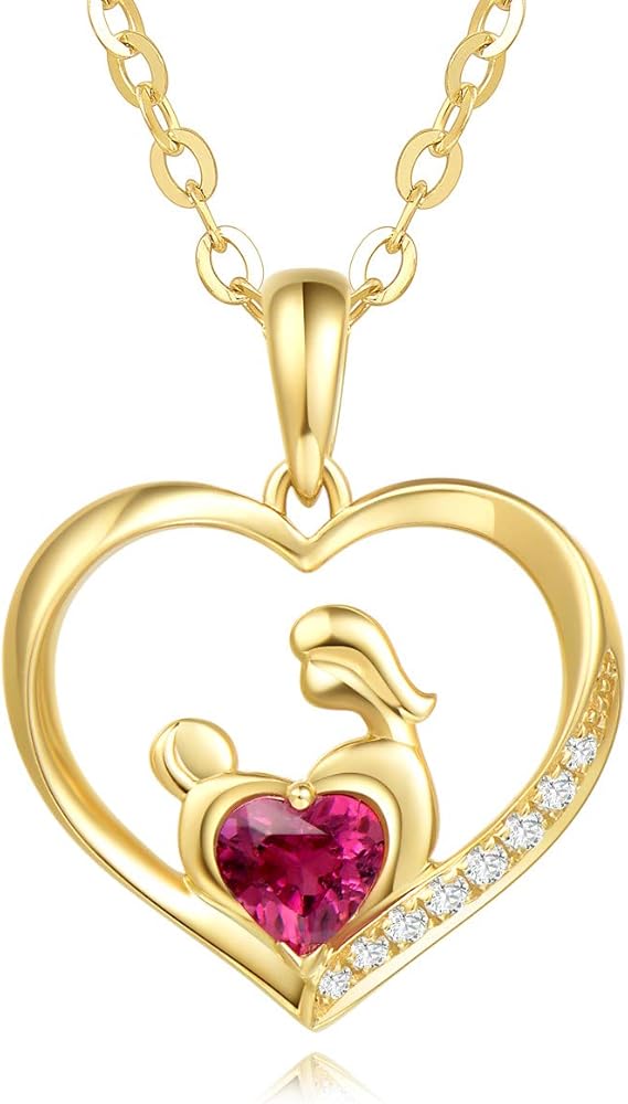 Mothers Day Gifts 14K Solid Real Yellow Gold Genuine Garnet 16+2 Inch