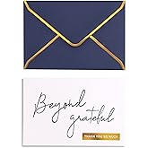Navy Beyond Grateful Thank You Cards with Envelopes - 36 PK - Navy Thank You Notes with Gold Foil Letterpress 4x6 Inches Blank Note Cards for Business Graduation Wedding Baby Shower Funeral Sympathy