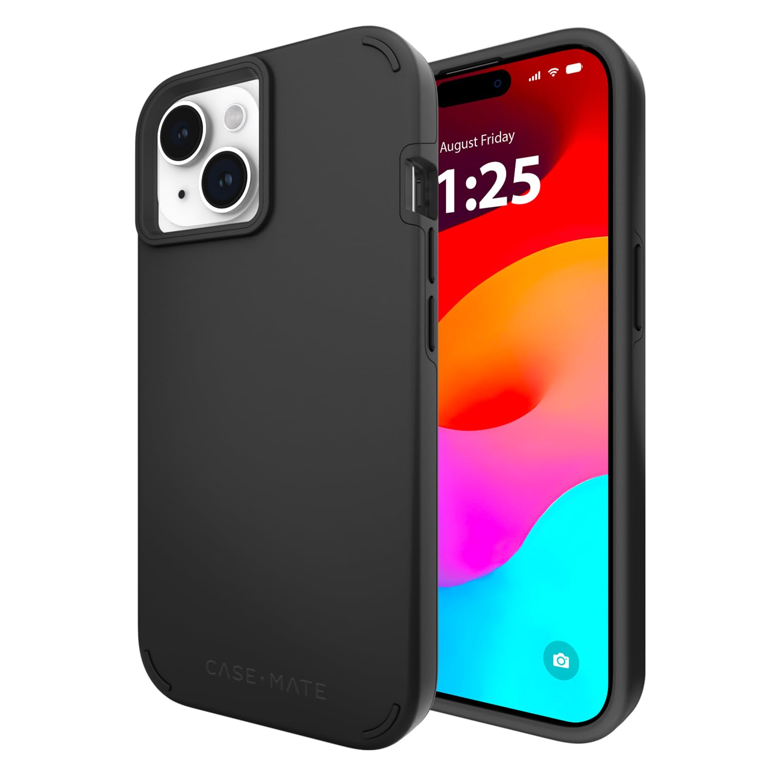 Case-Mate Tough Duo iPhone 15 Case – Black [12ft Drop Protection] [Wireless Charging Compatible] Phone Case for iPhone 15 6.1″, Shockproof Material, Anti Scratch Coating, Cushioned Corners, Slim Fit