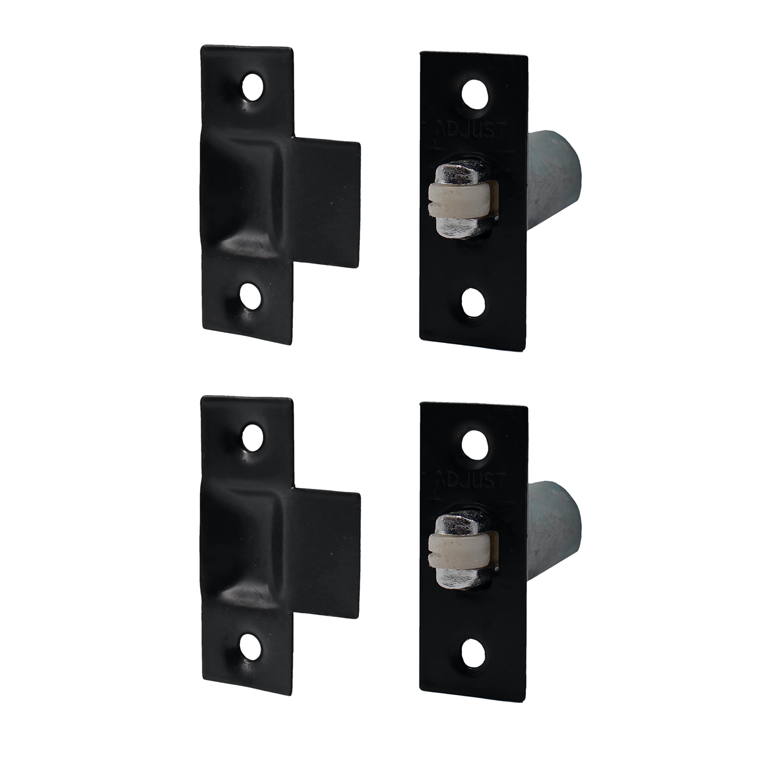 Adjustable Roller Catch Spring Loaded Latch Lock for Internal Doors | Black Plated | Pack of 2