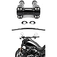 Drag Bars 1.25 Inch Handlebars and 4 Inch Riser One-Piece Handlebar Top Clamp Kit for 1996-2024 Dyna, Street Bob, Low Rider s, Fat Bob, slim and Sportster
