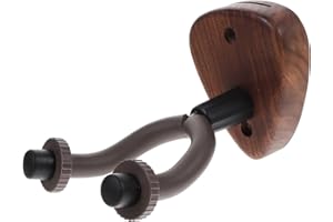 GARVALON Black Walnut Guitar Wall Hanger Hook for Acoustic Electric Bass Ukulele Wall-mounted Display Rack
