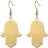PDOUSELF Hamsa Earrings for Women Hand of Fatima Dangle Hoop Earrings with Star of David Element