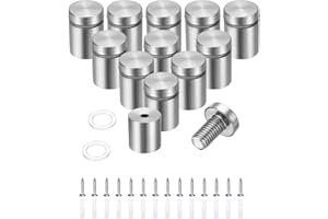 uxcell 12 Pcs 3/4" x 1" Standoff Screws Stainless Steel Wall Mount Sign Mounting Hardware Kit with 14pcs Screws for Hanging A