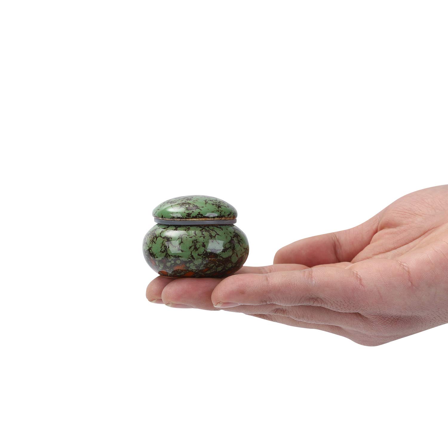 Small Urn for Human Ashes - 1.6'' Handicrafted Urn - Beautiful Tiny Keepsake Urns - Mini Urn Made of Ceramic - Hold 1.2 Cubic Inches of Ashes (Green)
