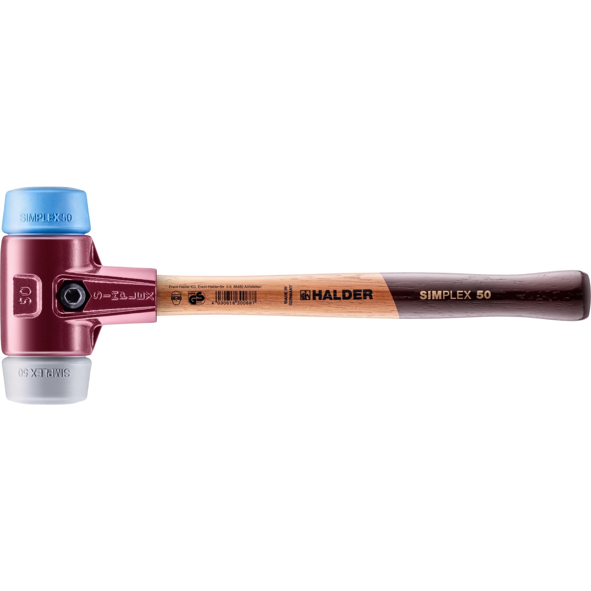 Halder 3013050 "Simplex Soft-Face TPE-Mid/TPE-Soft" Mallet, Multi-Colour, 50 mm