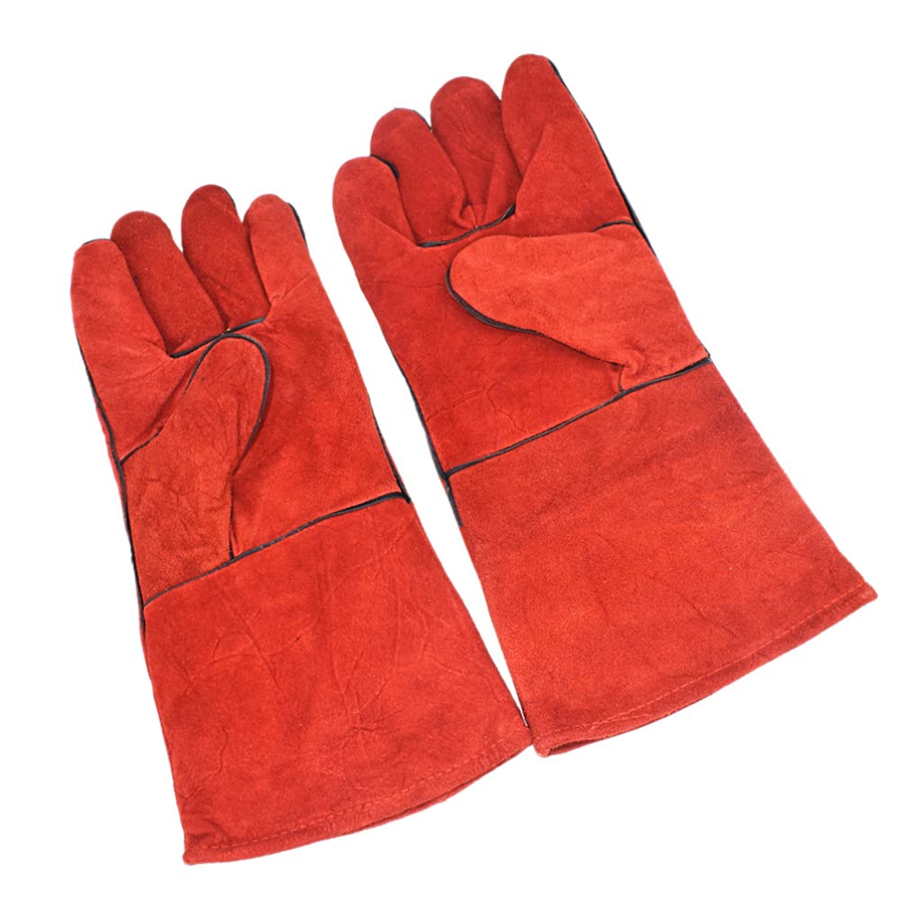 Balacoo 1 Pair Bird Training Anti-Bite Gloves Pet Parrot Chewing Working Safety Protective Gloves for Squirrels Hamster Cockatiels Finch Macaw (Red)