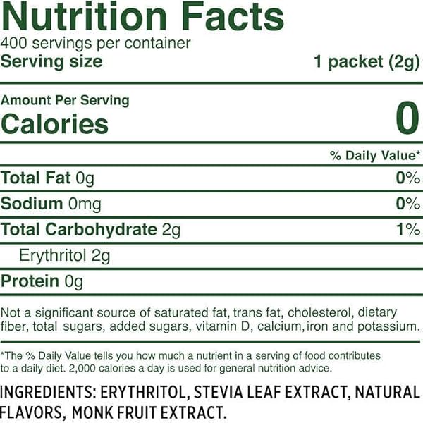 WHOLE EARTH SWEETENER CO. STEVIA & MONK FRUIT SWEETENER, ERYTHRITOL SWEETENER, STEVIA PACKETS, SUGAR SUBSTITUTE, NATURAL SWEETENER, 400 COUNT