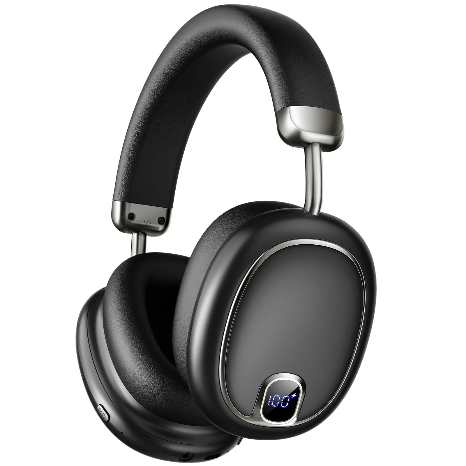 Photo 1 of Bluetooth 5.4 Headphones Over Ear, Active Noise Cancelling Headphones,100H, LED Display Wireless Headphone with Mic, Transparency Mode, Low Latency, HiFi Audio, Earbuds for Travel Game Office, Black