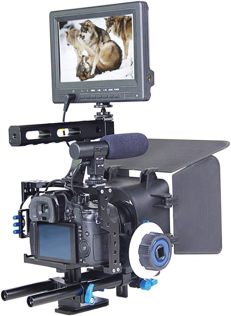 Yhuisen Handle Video Camera Cage Stabilizer Kit with Matte Box & Follow Focus for Panasonic Lumix DMC-GH4 / Sony A7 & A7S & A7R & A7RII & A7SII