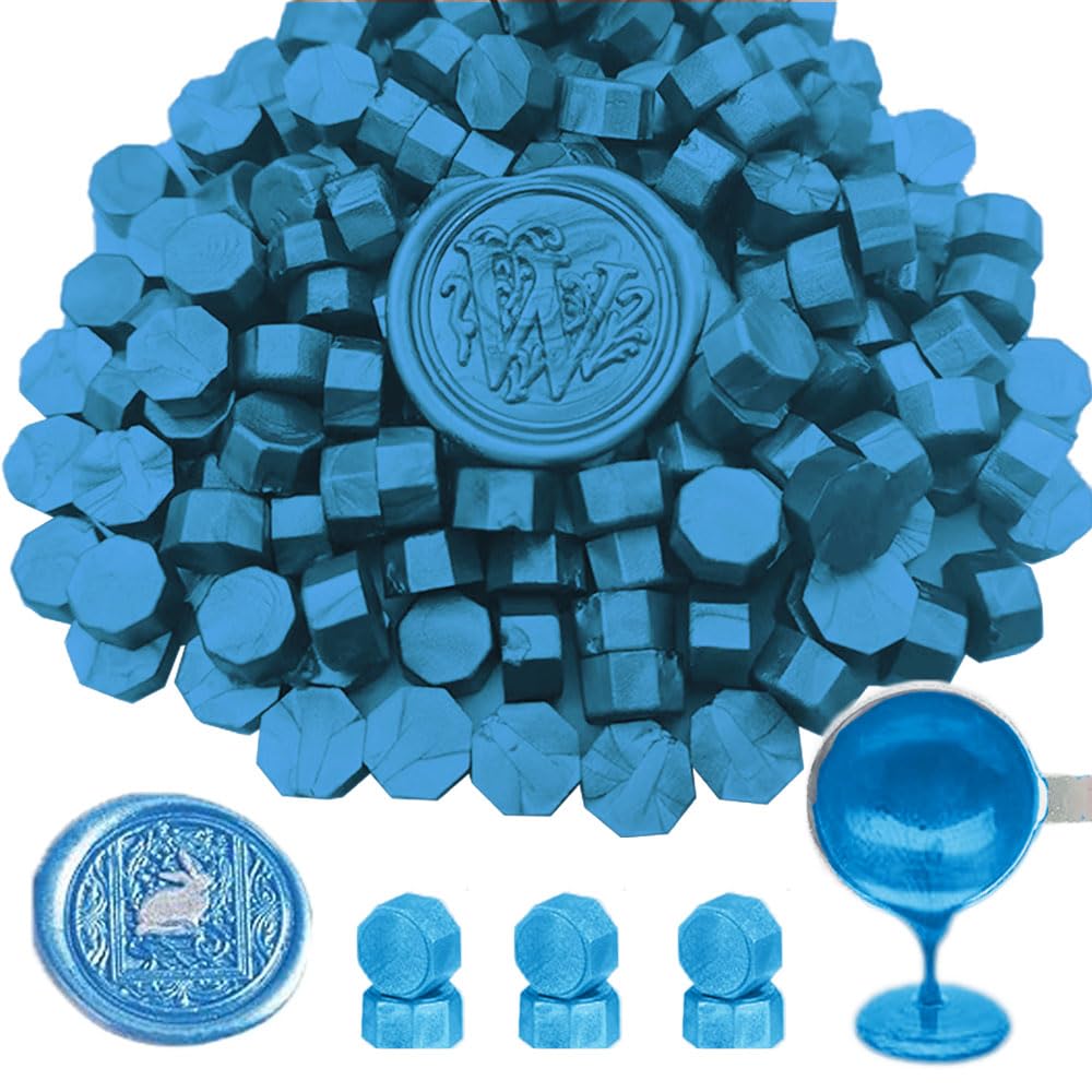 Wax Seal Beads, ANBOSE 500 Pieces Octagon Sealing Wax Beads for Wax Seal Stamp, Sealing Beads for Making Wax Seals (Blue)
