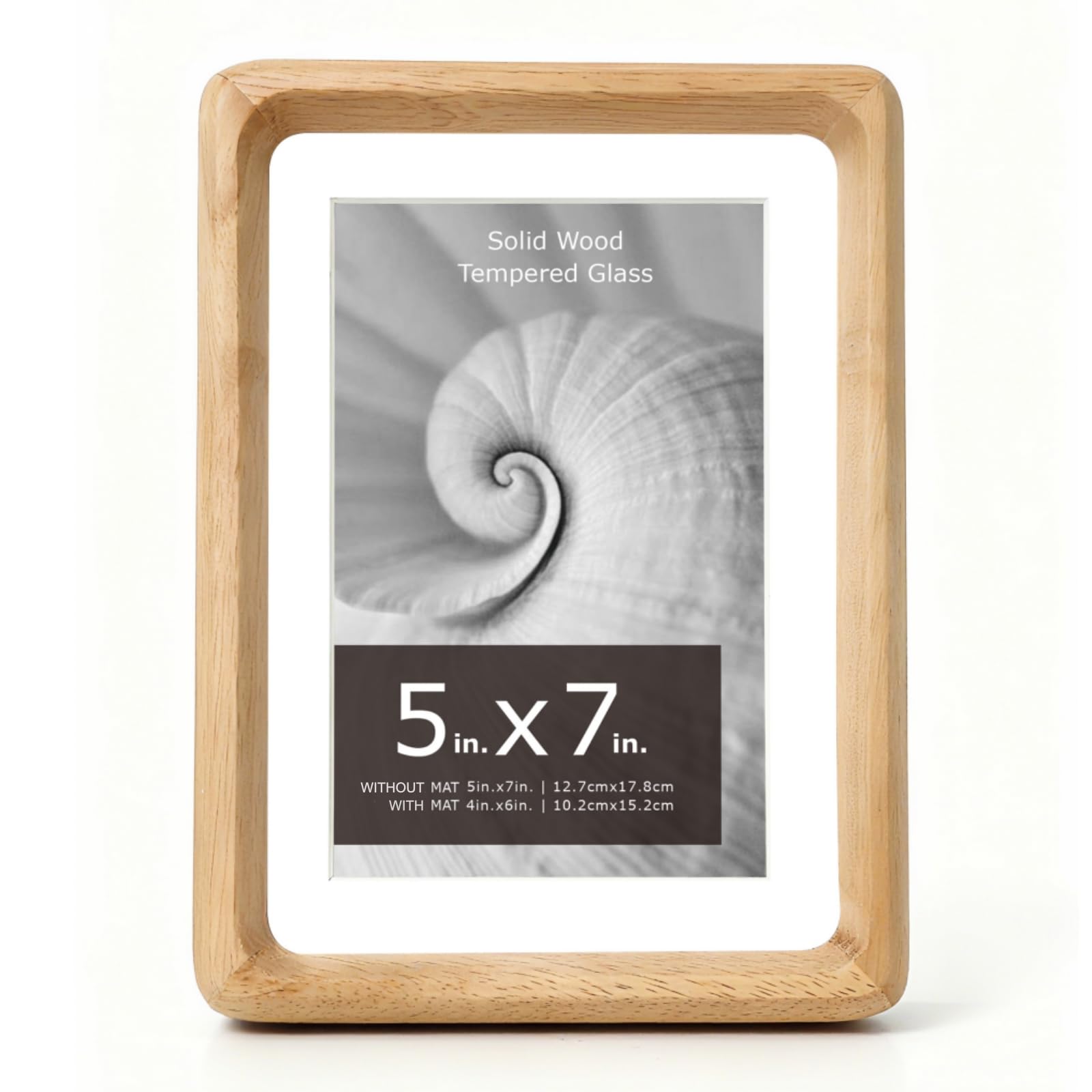 Photo 1 of BRIVUE Oak Wood Photo Frame 5x7 Matted to 4x6, Photo Frame with Glass, Tabletop & Wall Mount, Horizontal/Vertical Display, Wood Frame with Rounded Corners, Home Décor, Valentine Gifts, Natural 1 Pack
