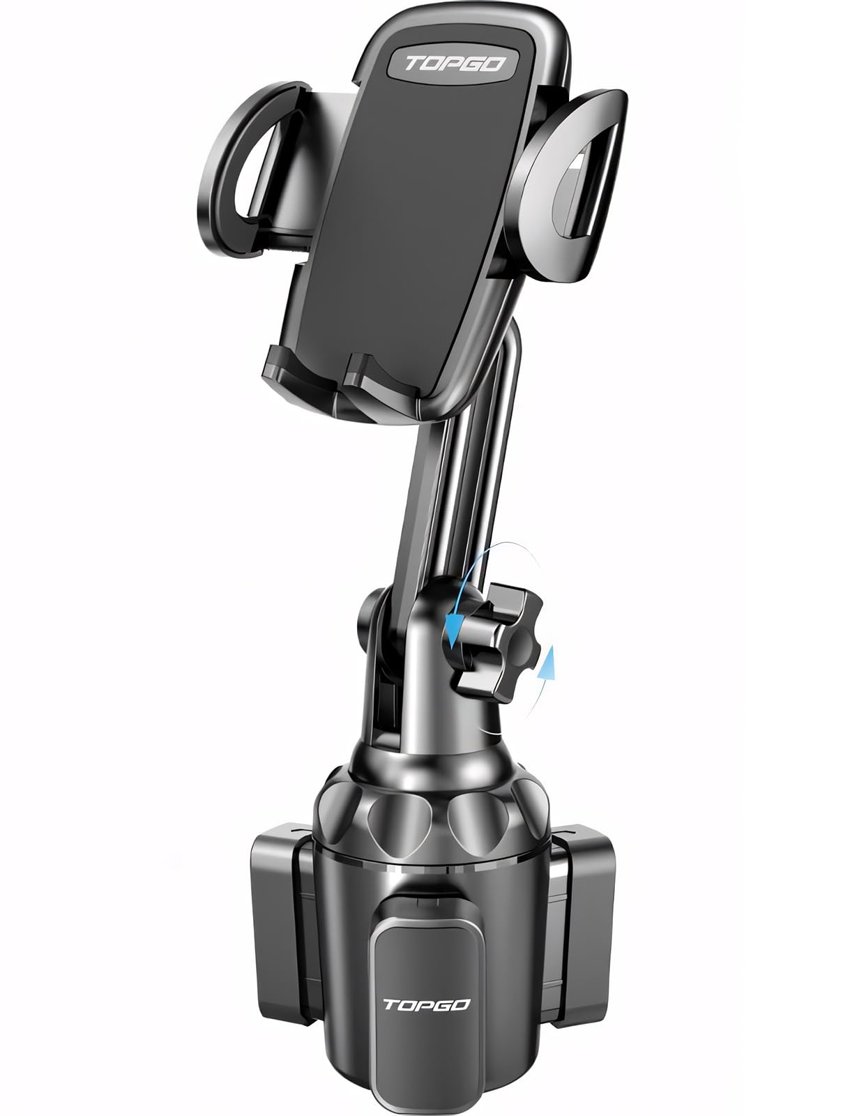 TOPGO Cup Phone Holder for Car, [No Shaking & Stable & Adjustable Pole] Car Cup Holder Phone Mount, Cell Phone Cradle for iPhone 14, Samsung and More Smart Phone - Black