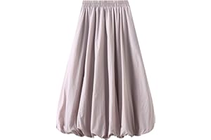 Oplxuo Women Y2K Bubble Maxi Skirt Elastic High Waisted Pleated Flowy A Line Long Puff Skirts Ruffle Hem Balloon Skirts