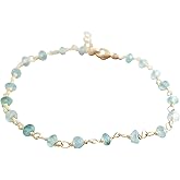 Blue Apatite Bracelet - Gemstone Jewelry - Wire Wrapped Rosary Chain - 14k Gold Filled - Gift for Her