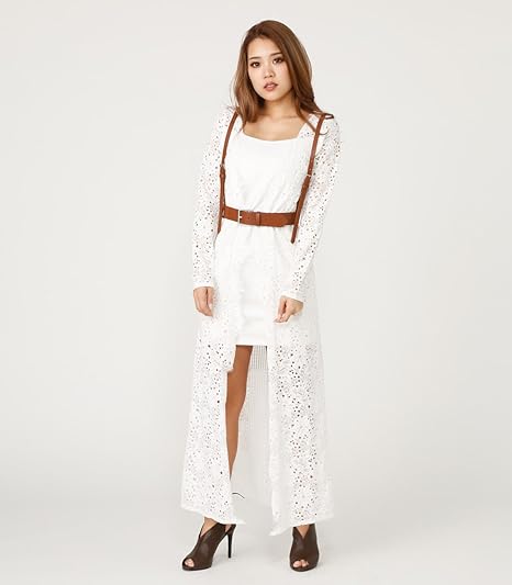 Amazon リエンダ Rienda スカラップレースロングop 110bs9 0160 S ホワイト ワンピース チュニック 通販