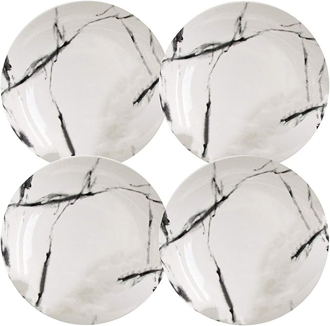 Natural Black Marble Porcelain Dinner Plate Set of 4 Kitchen & Dining